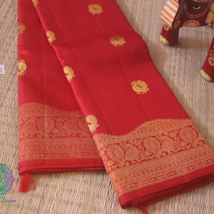 Red Pure Kanjivaram Silk Turning Border Saree
