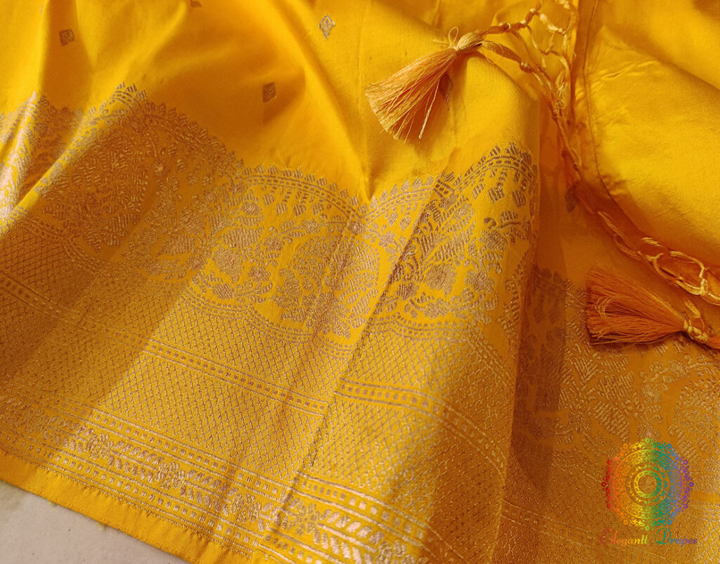 Yellow Banarasi Handloom Pure Katan Silk Saree