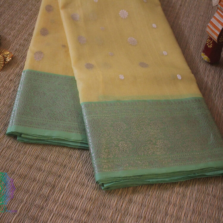 Yellow Pure Chanderi Handloom Katan Silk Saree