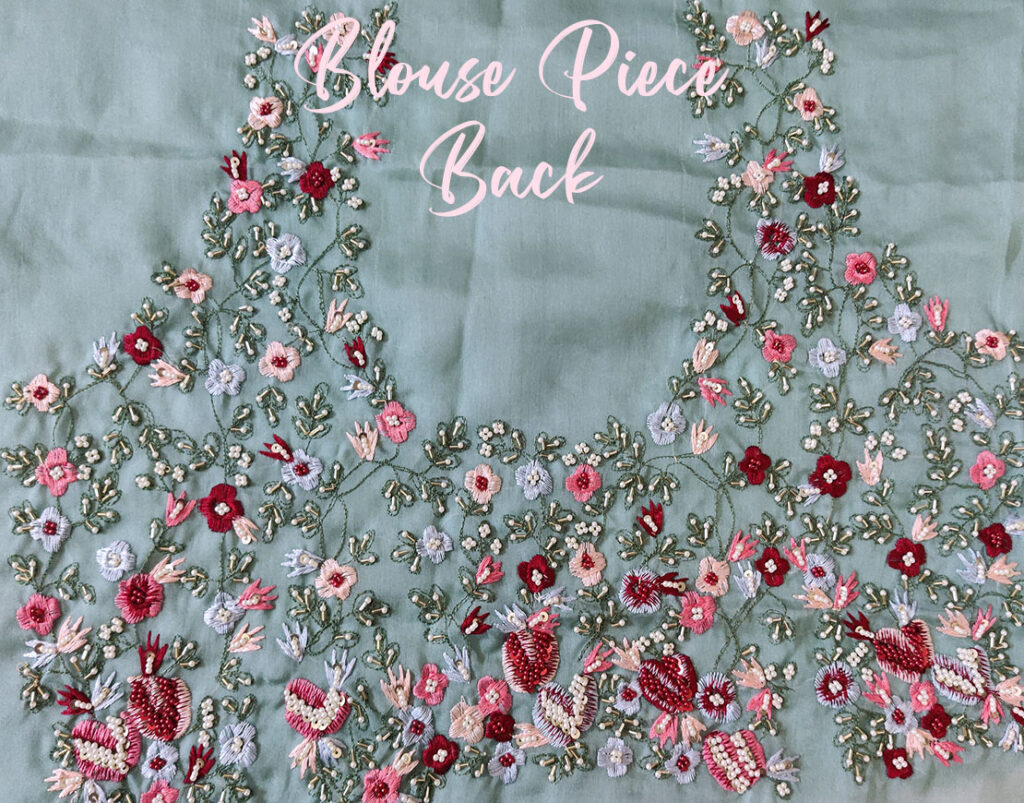 Aqua Pure Organza Silk Hand Embroidered Saree