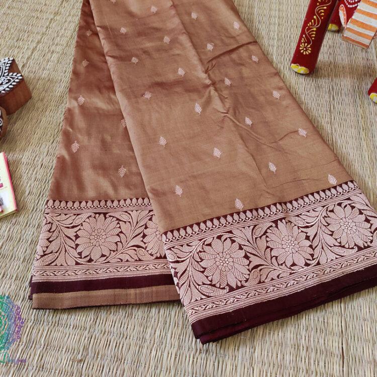 Chocolate Brown Banarasi Handloom Pure Katan Silk Saree
