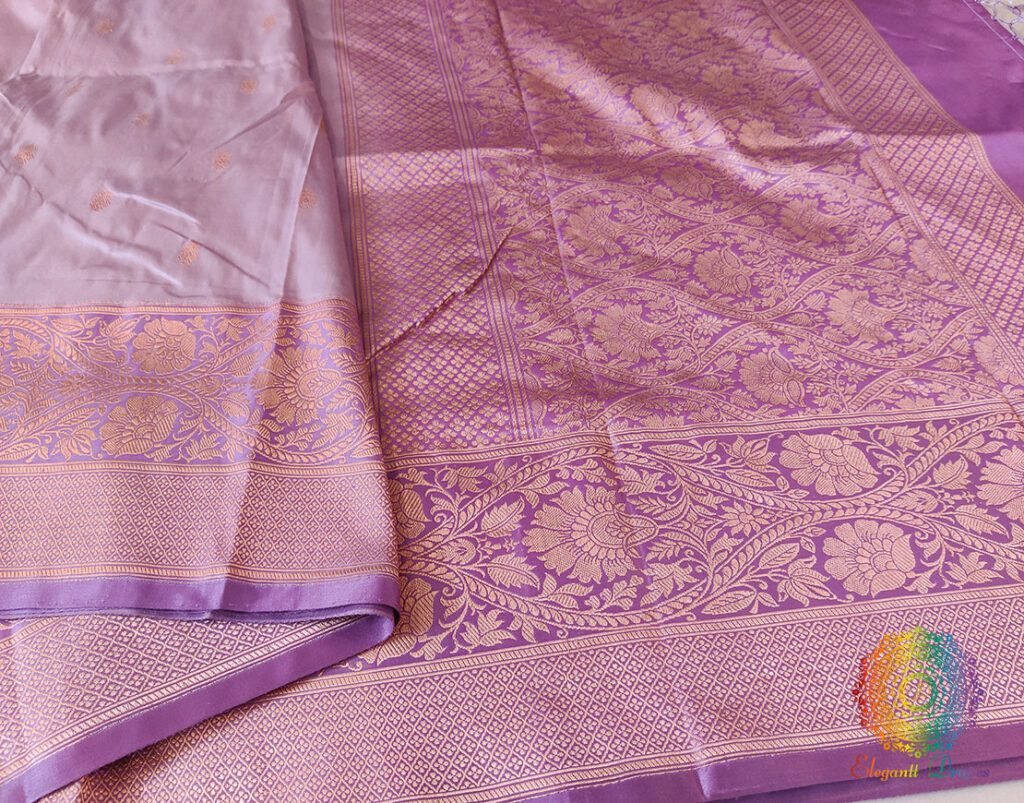 Lilac Banarasi Handloom Pure Katan Silk Saree