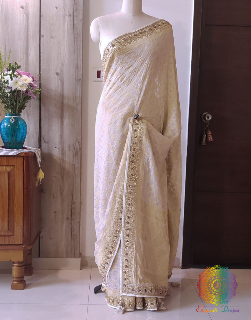 Pure White Soft Georgette Silk Saree With Embroidery Work – Orgenza Store