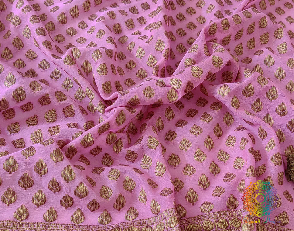 Pink Banarasi Handloom Pure Khaddi Georgete Saree