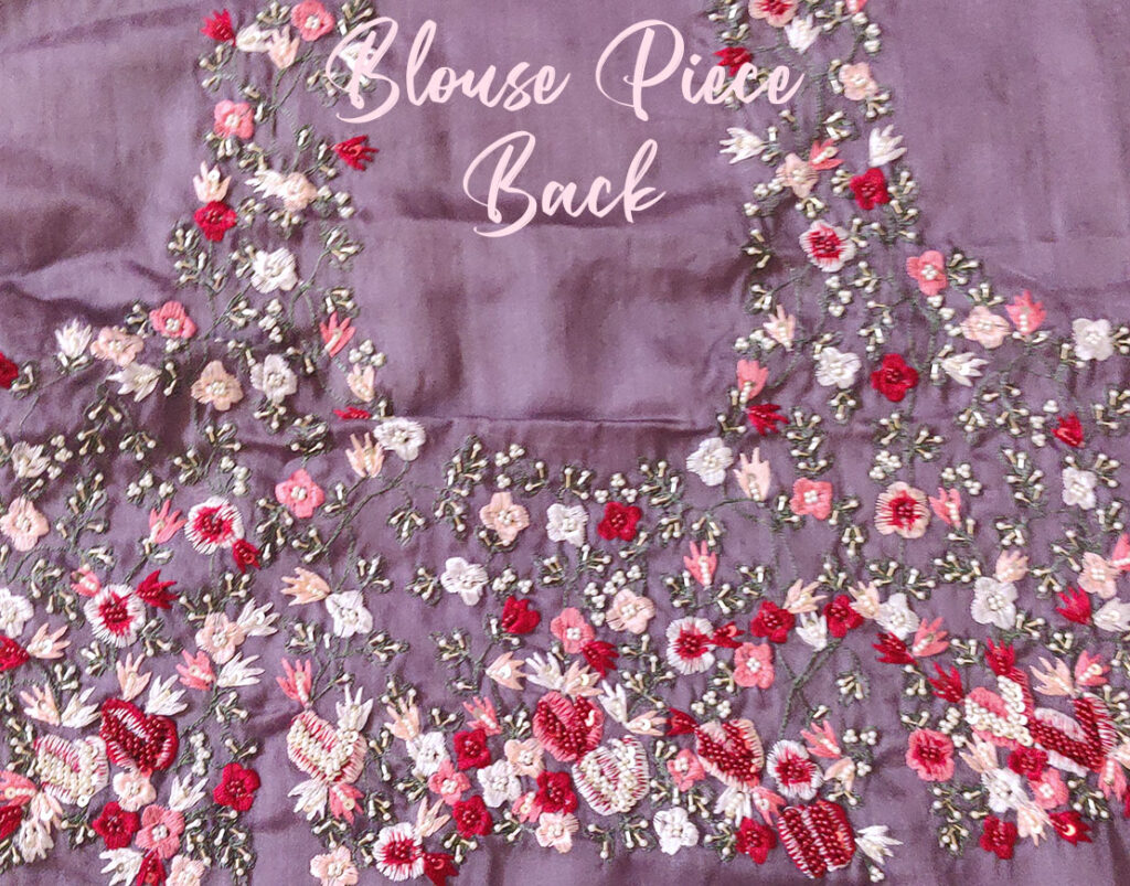 Mauve Pure Organza Silk Hand Embroidered Saree