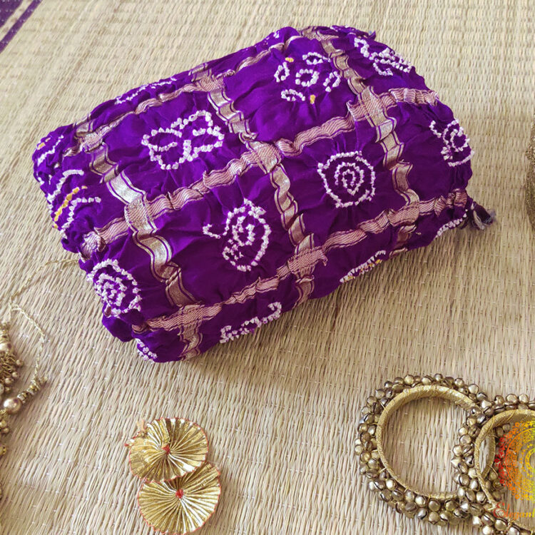 Purple Gaji Silk Bandhani Gharchola Dupatta