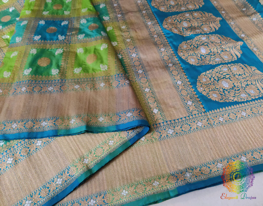 Green Blue Banarasi Handloom Pure Katan Silk Rangkat Saree