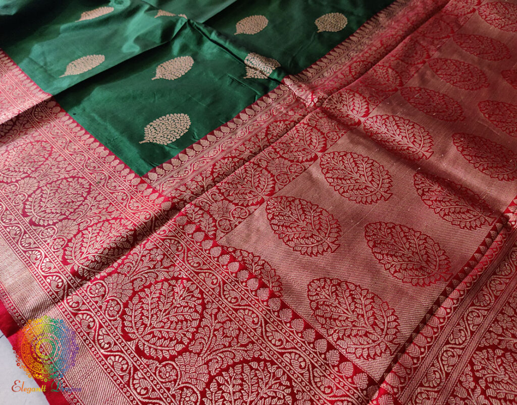 Green Banarasi Handloom Pure Katan Silk Saree