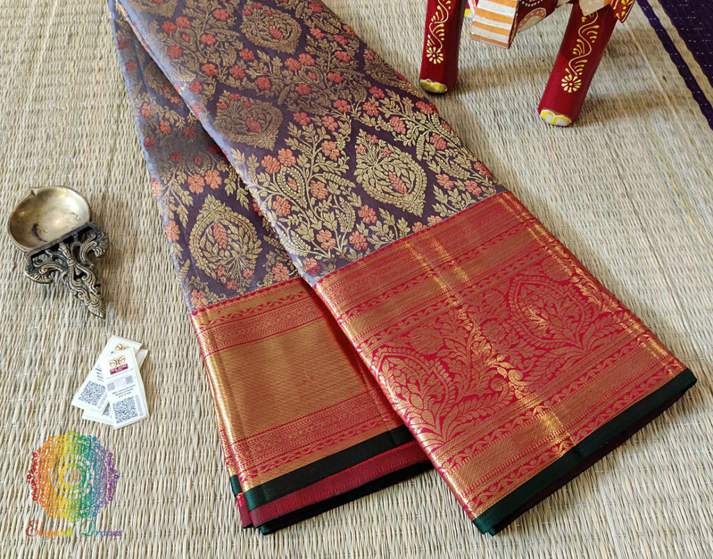 Grey Pure Kanjivaram Silk Handloom Saree