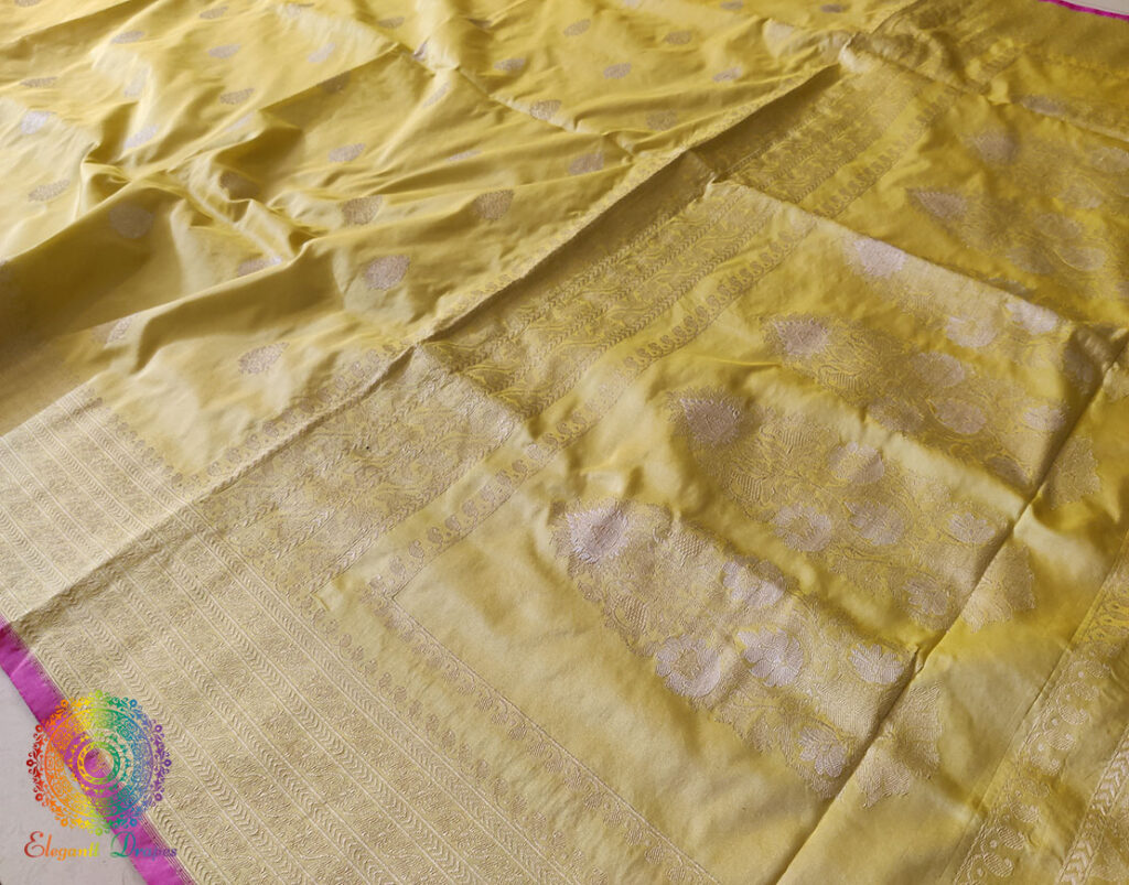 Lime Yellow Banarasi Handloom Pure Katan Silk Saree