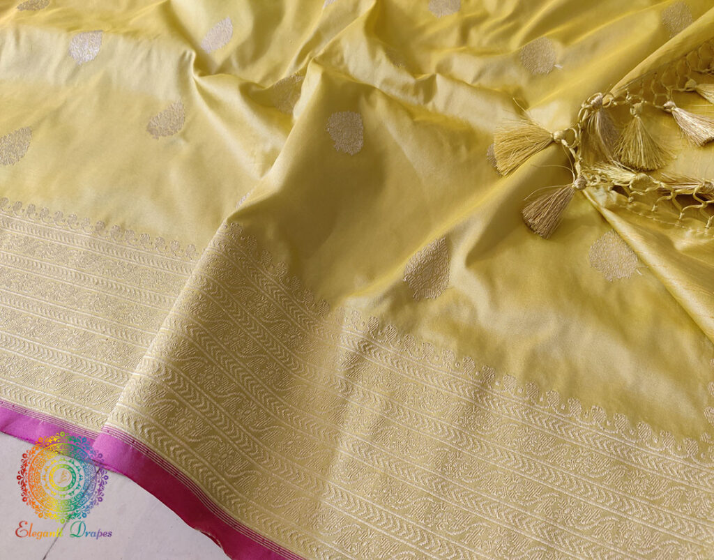 Lime Yellow Banarasi Handloom Pure Katan Silk Saree