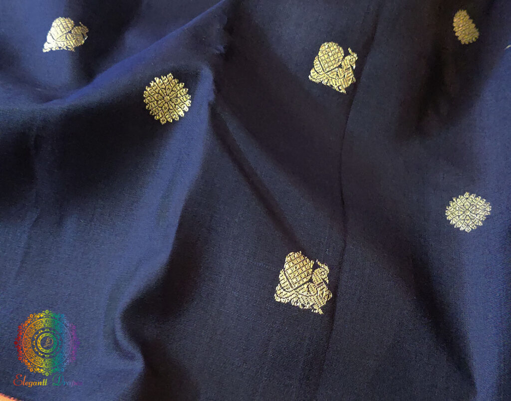 Navy Blue Pure Kanjivaram Silk Handloom Saree