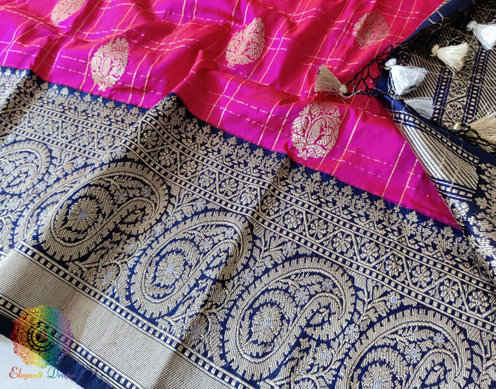 Rani Pink Banarasi Handloom Pure Katan Silk Ektara Weave Saree