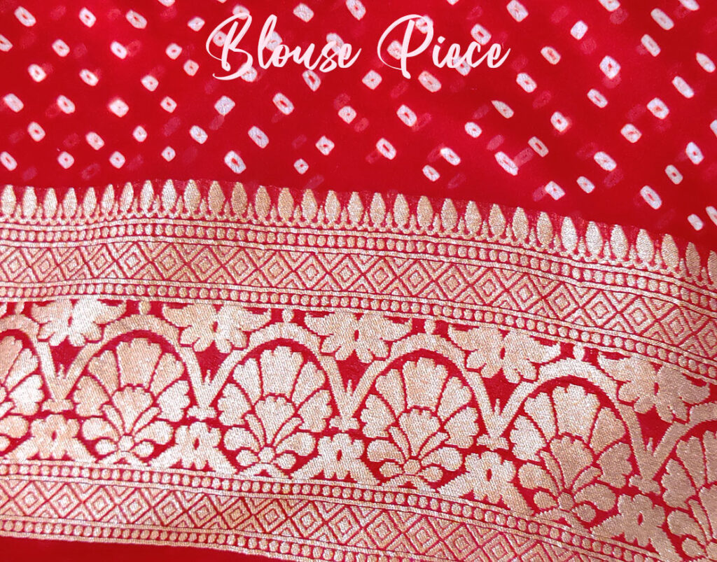 Red Orange Pure Banarasi Georgette Bareek Bandhej Saree
