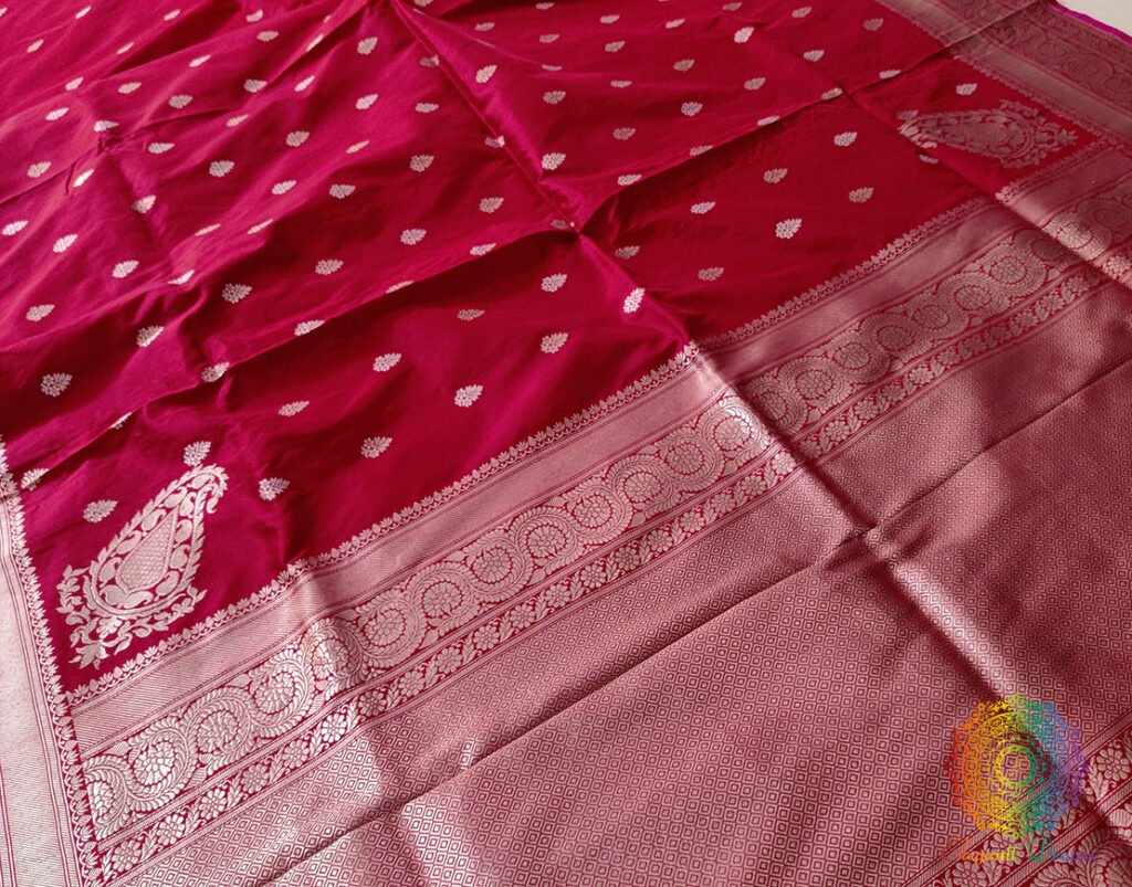 Red Banarasi Handloom Pure Katan Silk Konia Saree