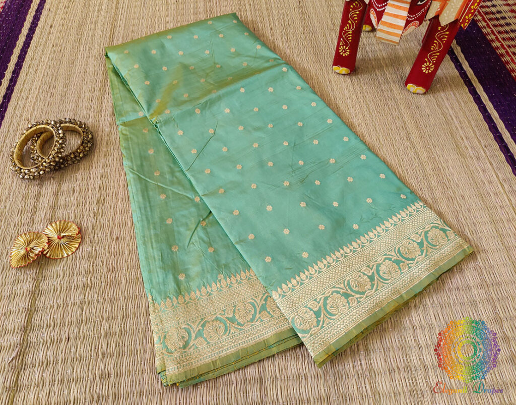Sea Green Banarasi Handloom Pure Katan Silk Saree