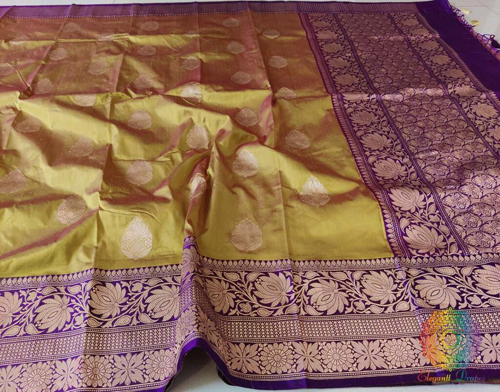 Mustard Gold Banarasi Handloom Katan Silk Saree