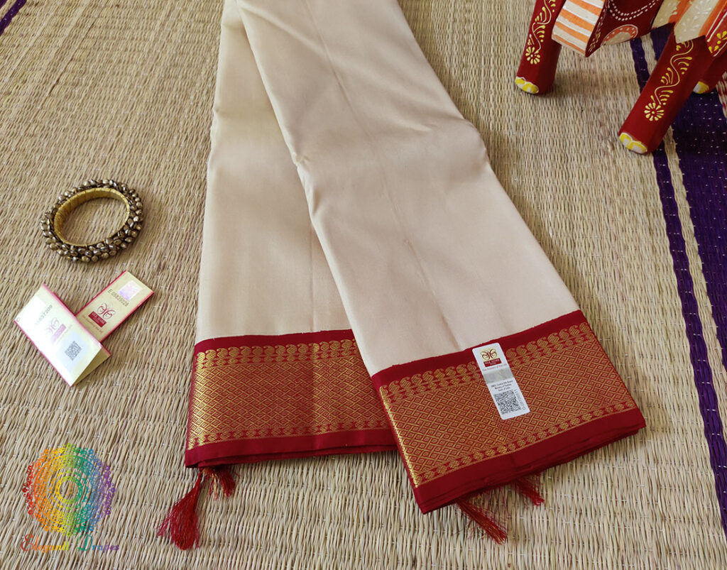 Off White Pure Kanjivaram Silk Handloom Saree