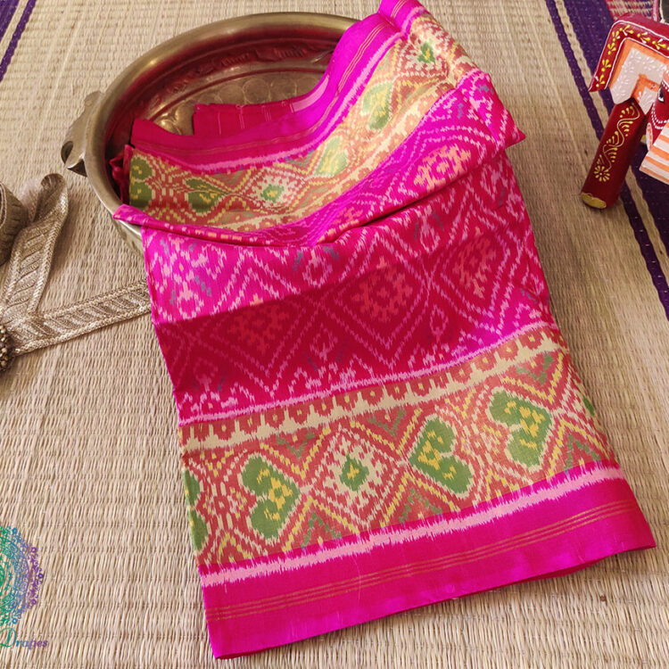 Pink Pure Mulberry Silk Rajkot Patola Saree