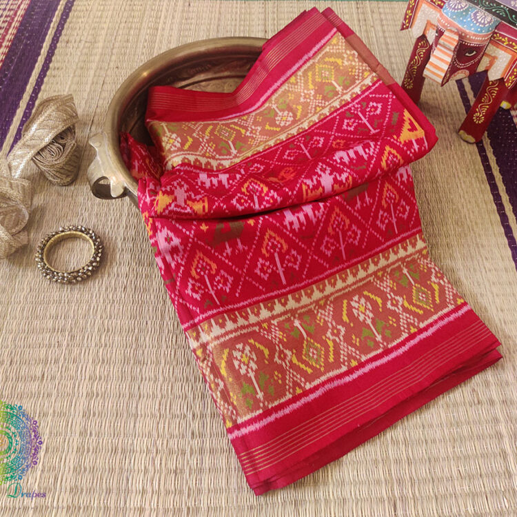 Red Pure Mulberry Silk Rajkot Patola Saree