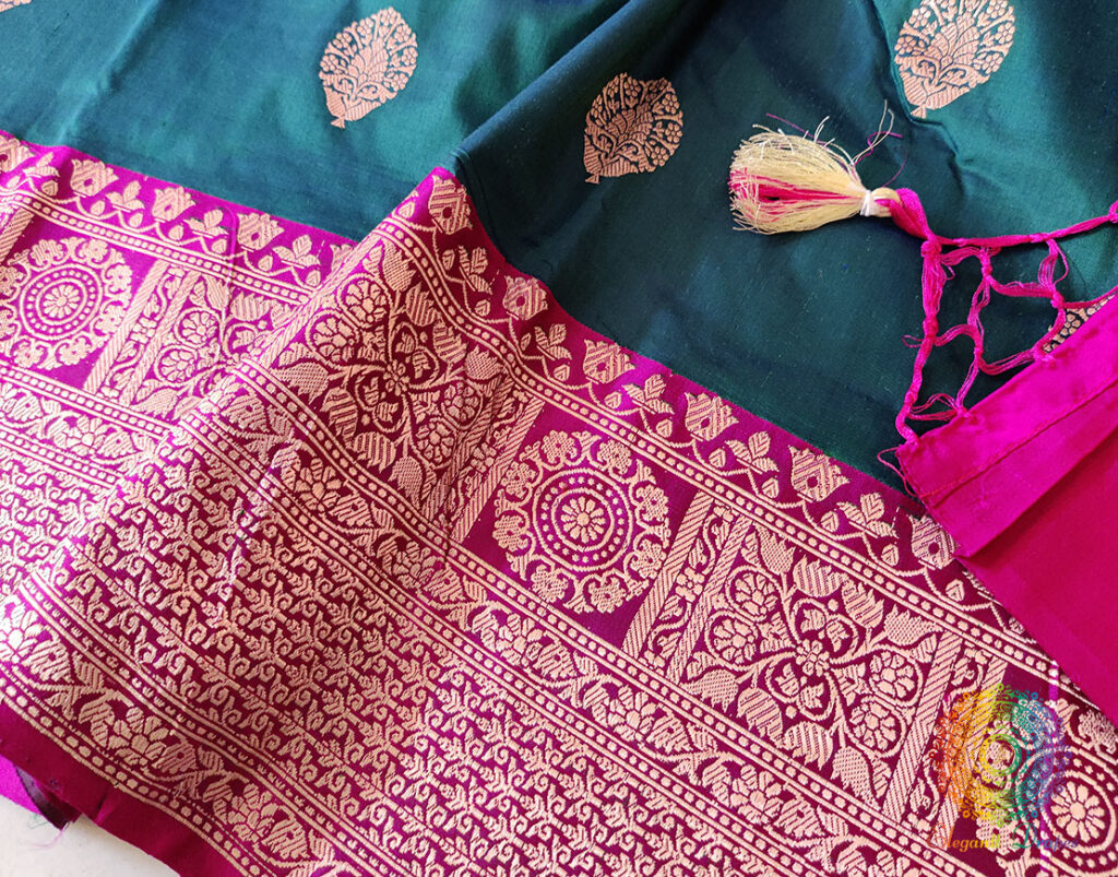 Turquoise Banarasi Handloom Katan Silk Saree