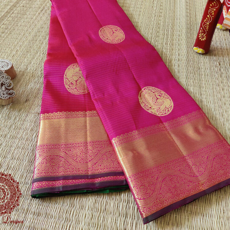 Royal Pink Pure Kanjivaram Silk Handloom Saree