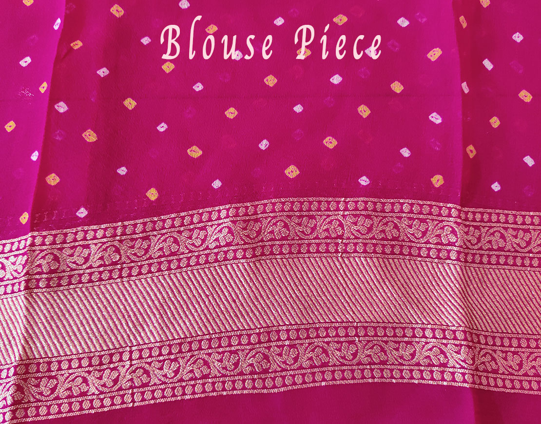 Shaded Pink Banarasi Bandhani Khaddi Georgette Saree