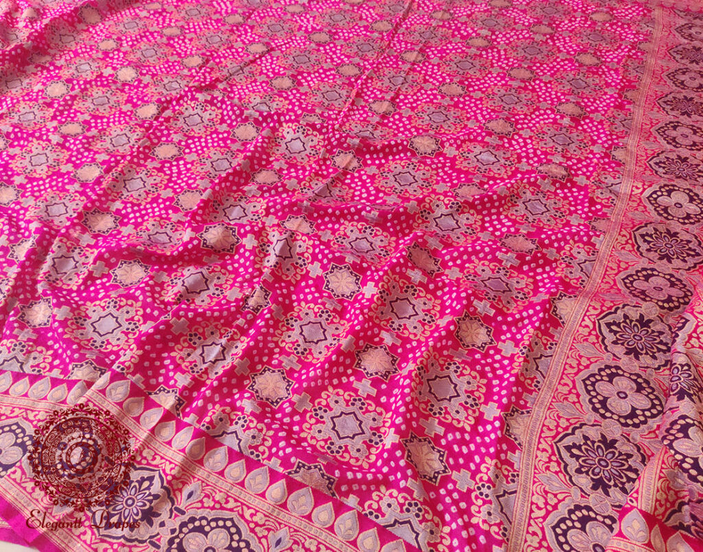 Pink Pure Banarasi Khaddi Georgette Patola Bandhani Saree