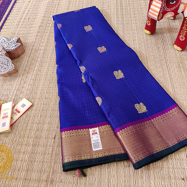 Royal Blue Pure Kanjivaram Silk Handloom Saree