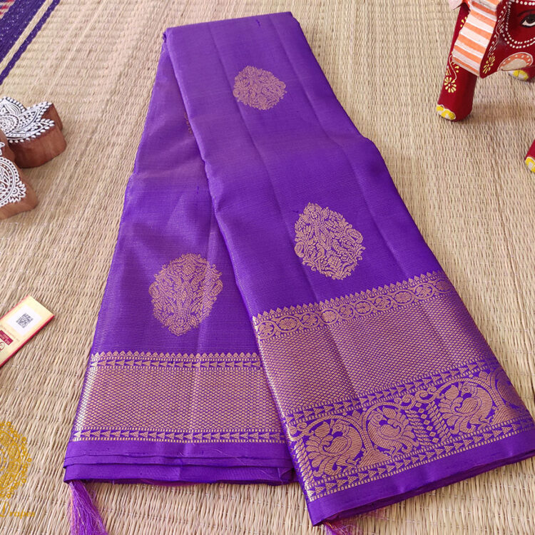 Lavender Pure Kanjivaram Silk Handloom Saree