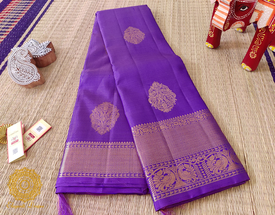 Lavender Pure Kanjivaram Silk Handloom Saree