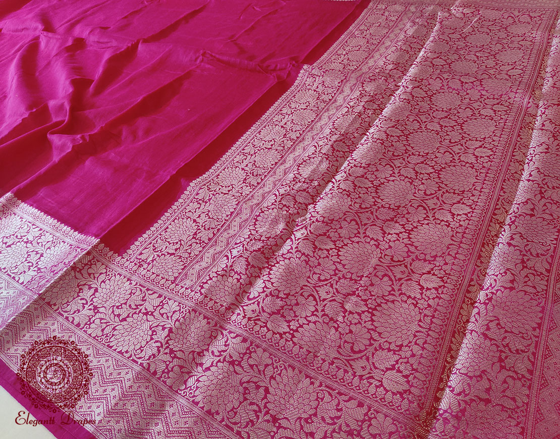 Pink Banarasi Pure Linen Saree