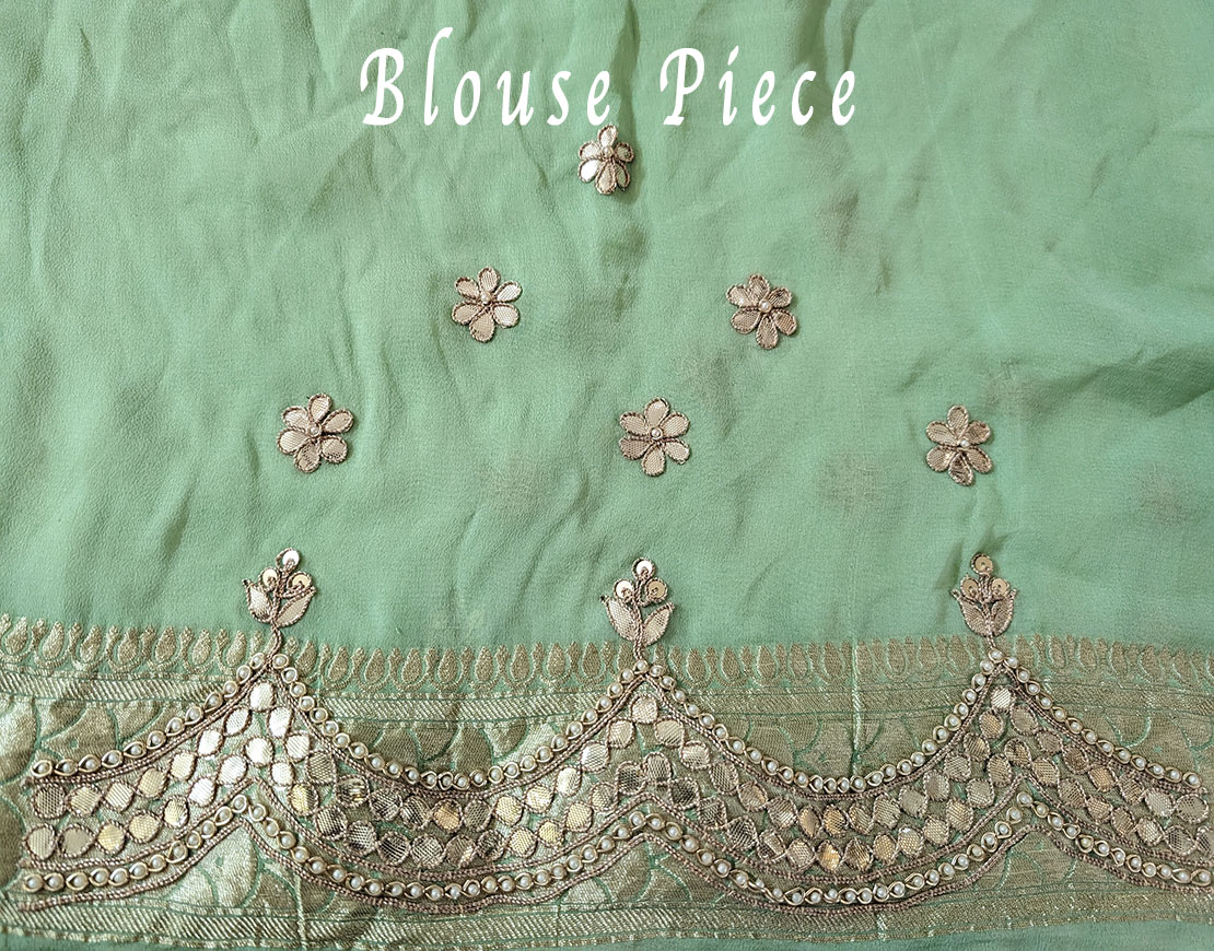 Shaded Banarasi Pure Georgette Gota Embroidered Saree