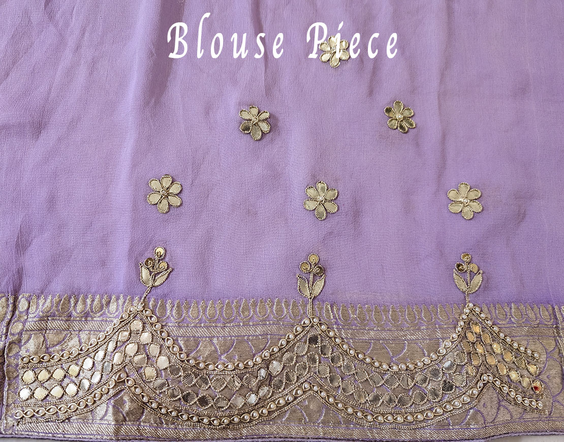 Multi Shaded Banarasi Pure Georgette Gota Embroidered Saree