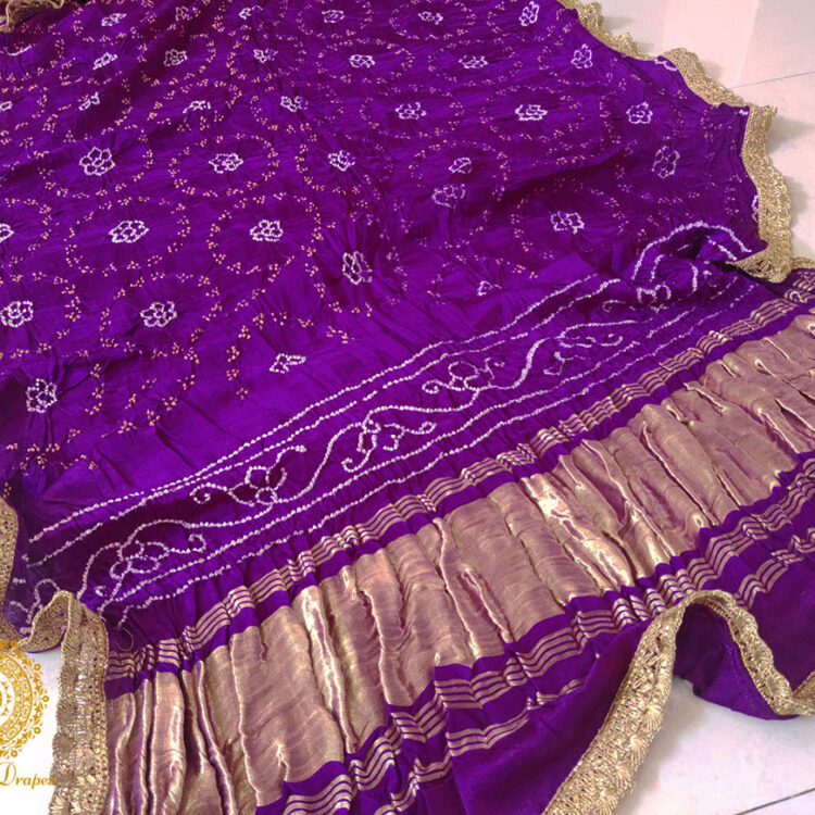 Purple Gaji Silk Bandhani Dupatta