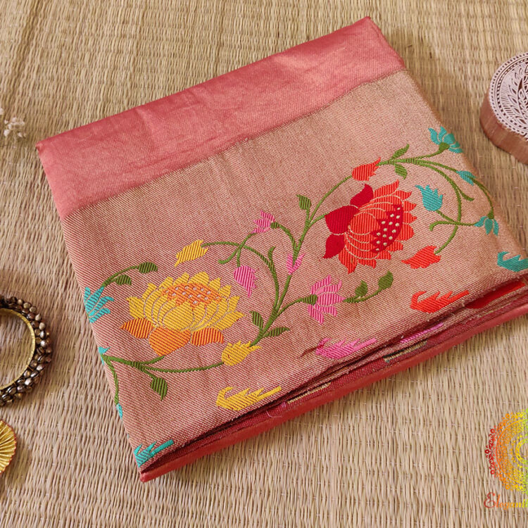 Red Pure Banarasi Handloom Tissue Silk Paithani Saree
