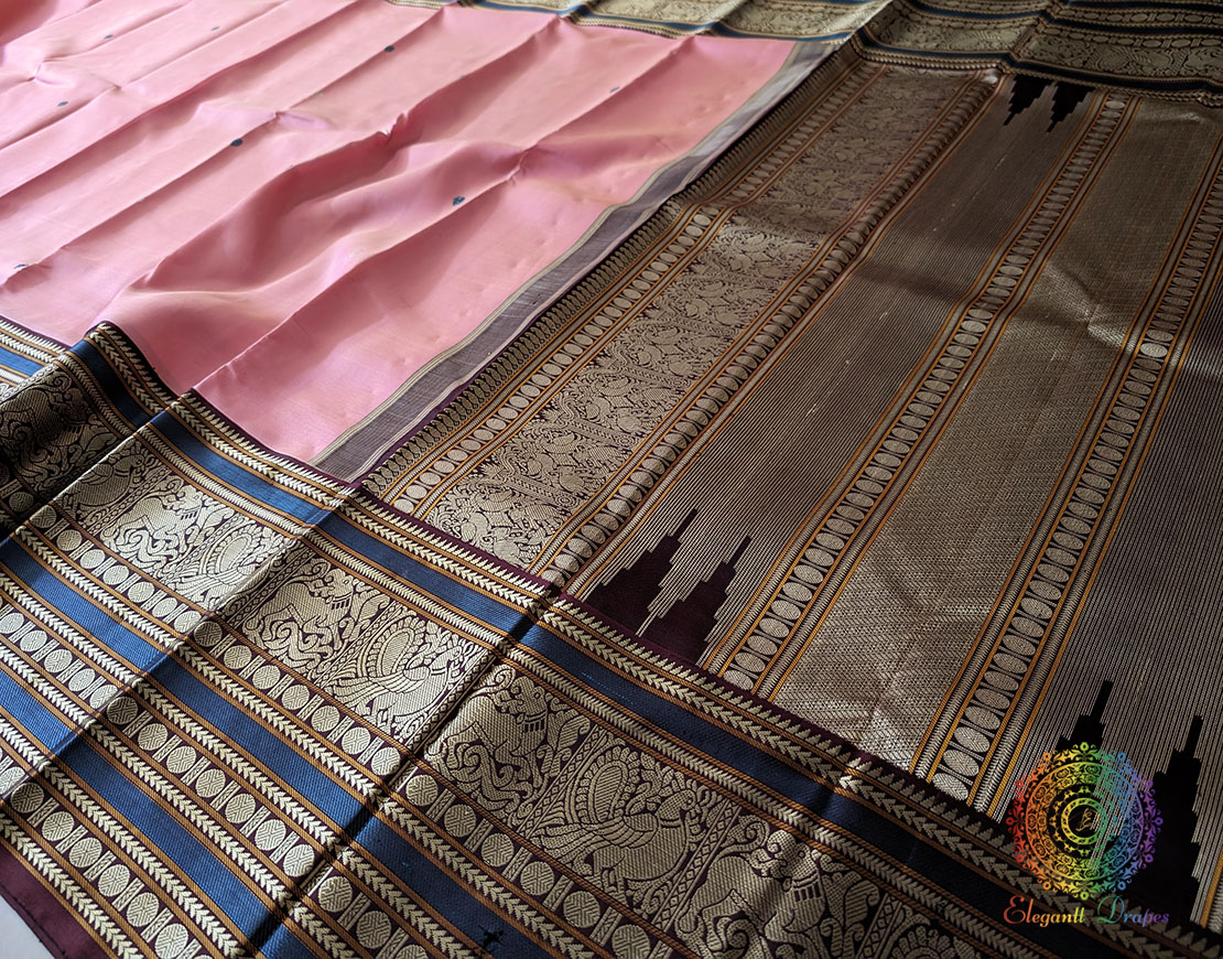Blush Pink Pure Kanjivaram Handloom Silk Saree