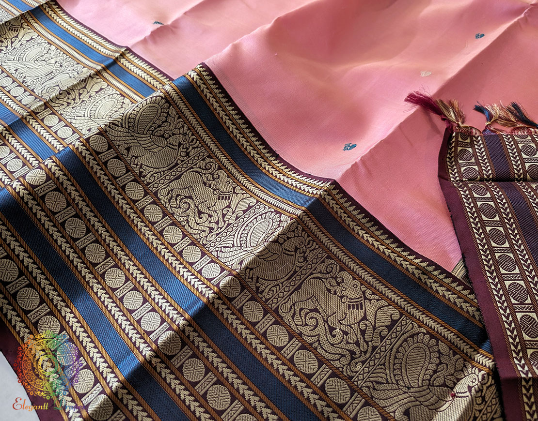 Blush Pink Pure Kanjivaram Handloom Silk Saree