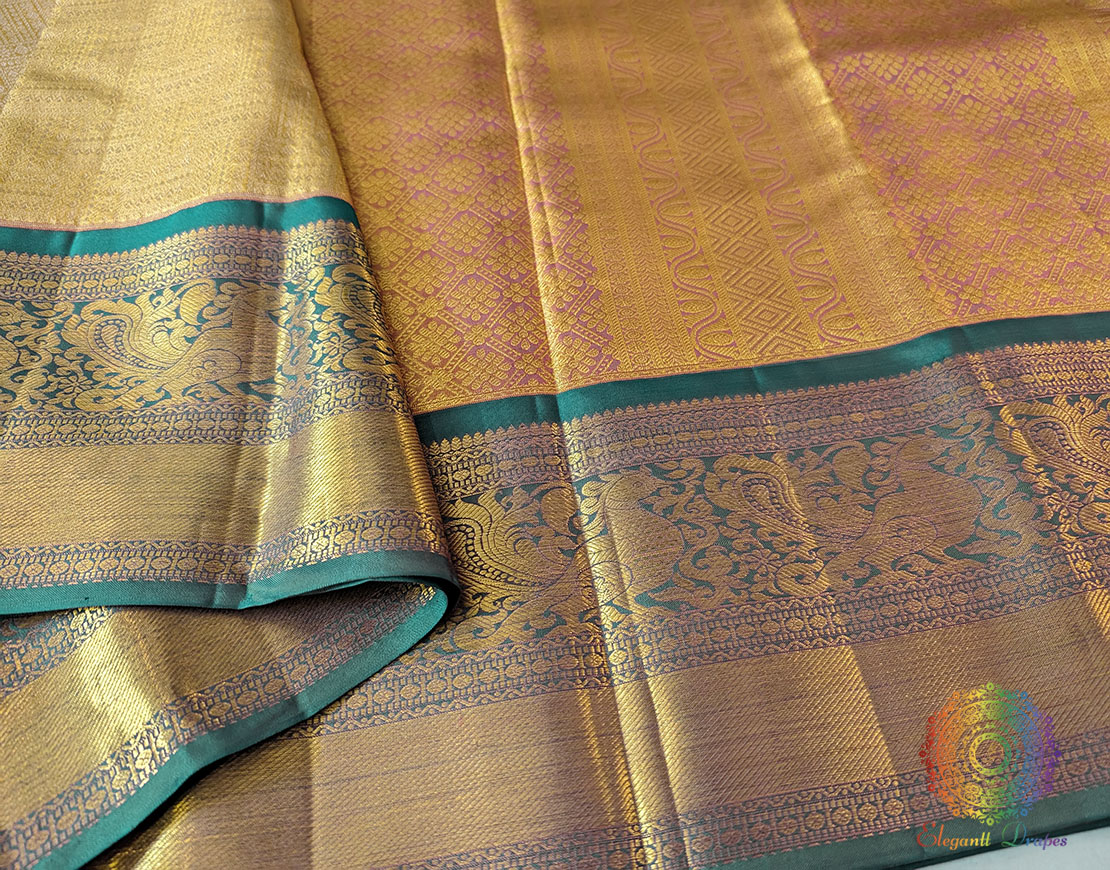 Golden Pure Kanjivaram Handloom Silk Saree