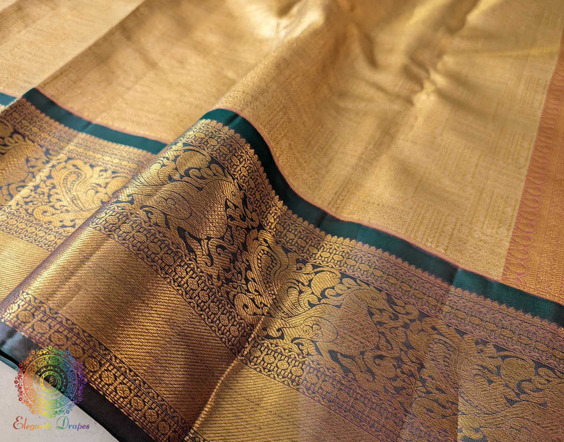 Golden Pure Kanjivaram Handloom Silk Saree