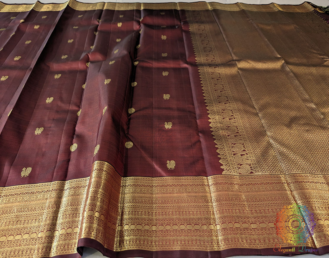 Maroon Handloom Pure Kanjivaram Silk Saree