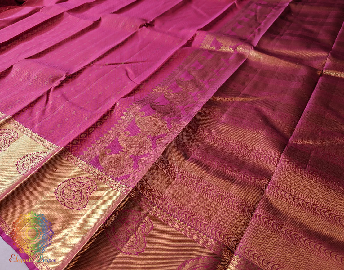 Bridal Pink Pure Kanjivaram Handloom Silk Saree