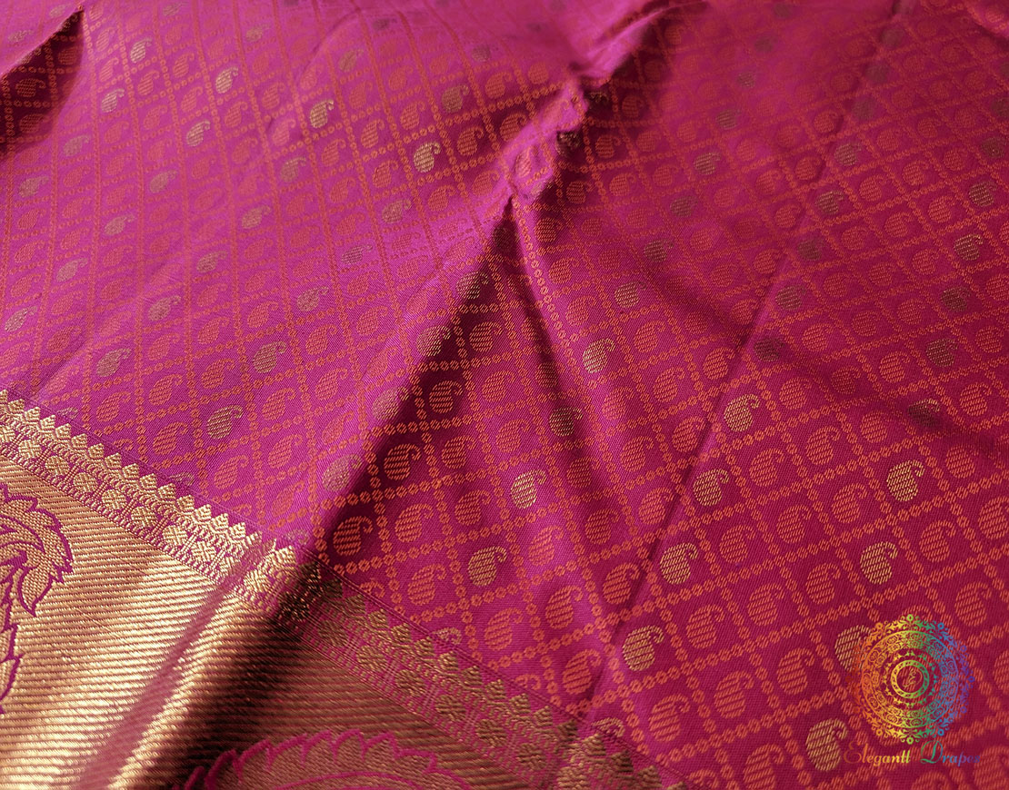 Bridal Pink Pure Kanjivaram Handloom Silk Saree