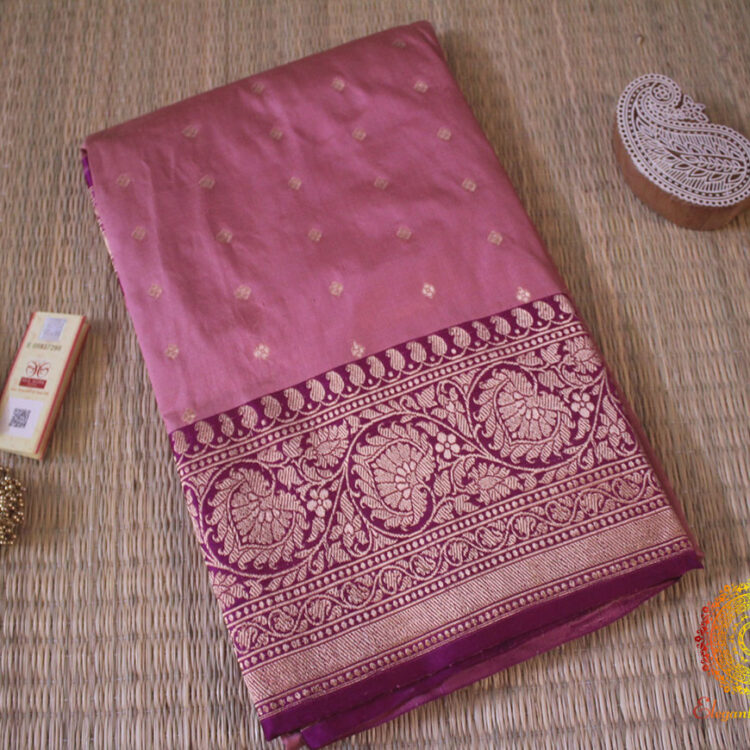 Blush Pink Pure Banarasi Handloom Katan Silk Saree