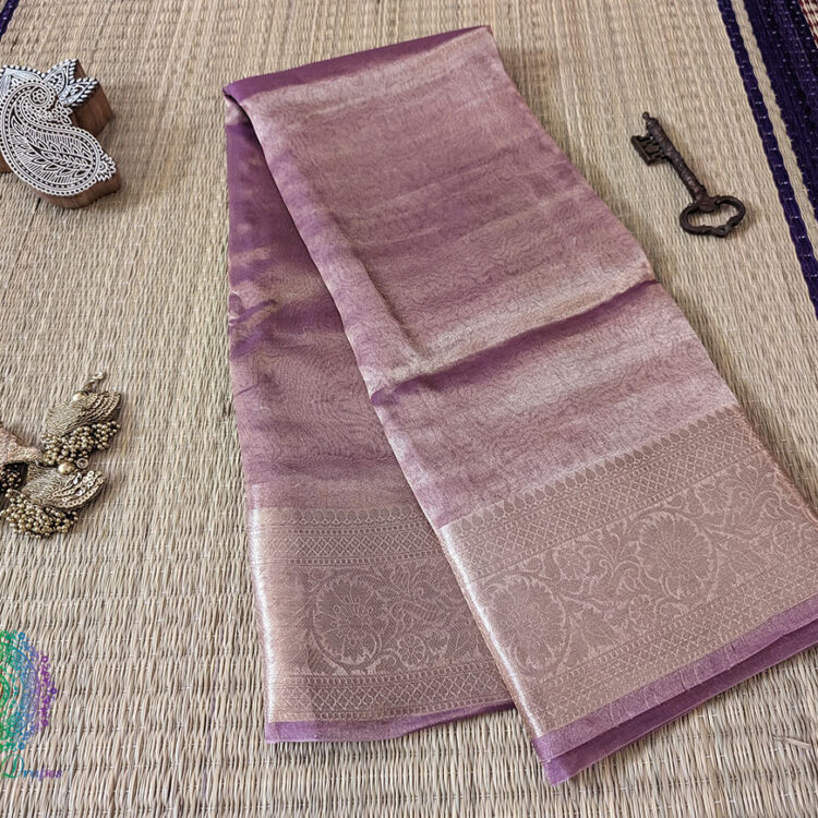 Rose Pink Pure Banarasi Tissue Silk Saree