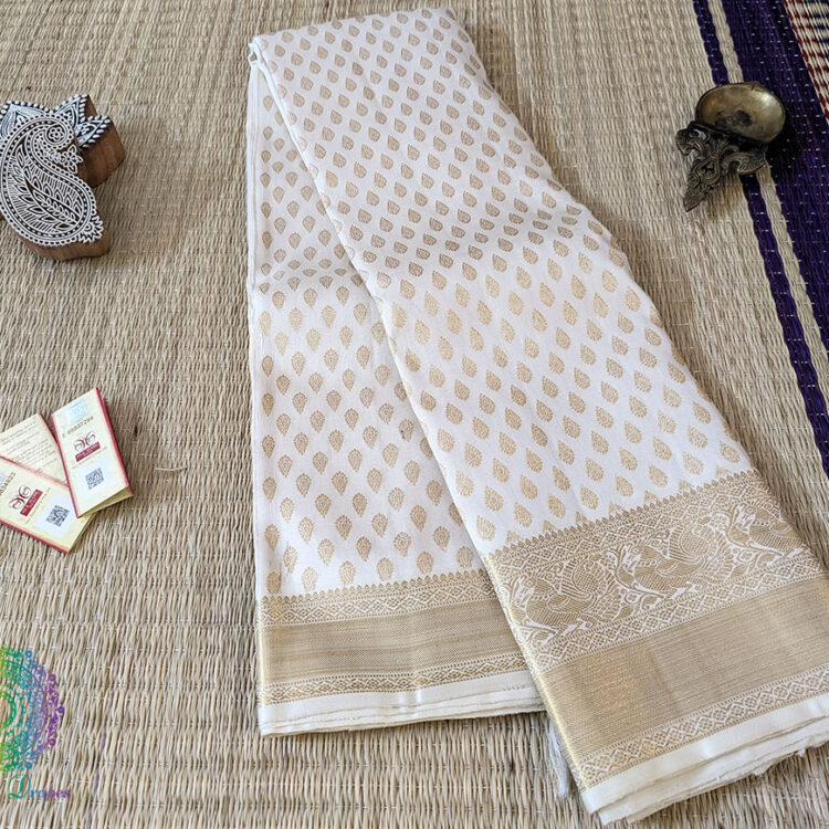 White Pure Kanjivaram Silk Saree