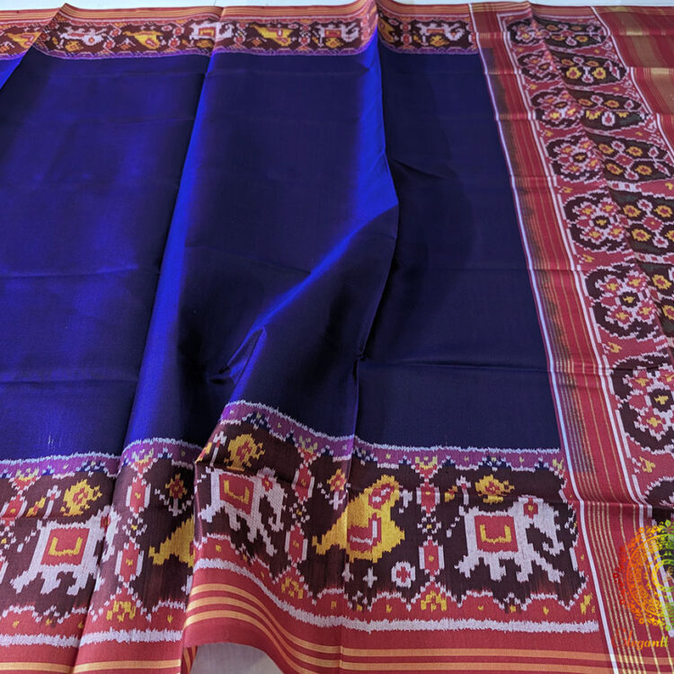 Blue Pure Mulberry Silk Patola Dupatta