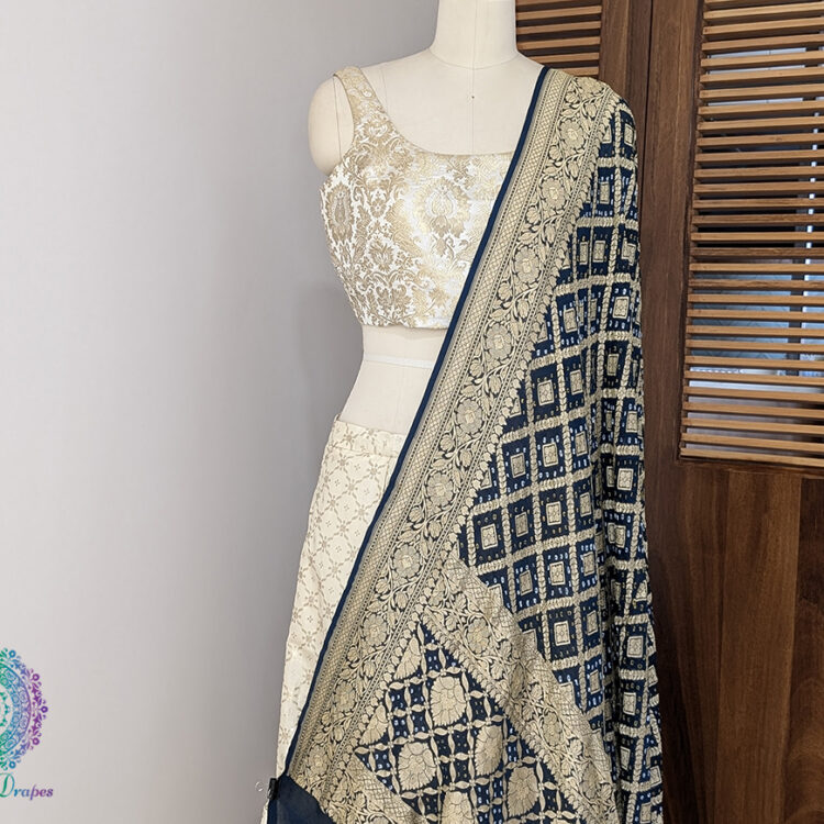 Blue Banarasi Bandhani Georgette Dupatta