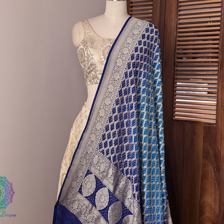 Blue Shaded Banarasi Bandhani Georgette Dupatta