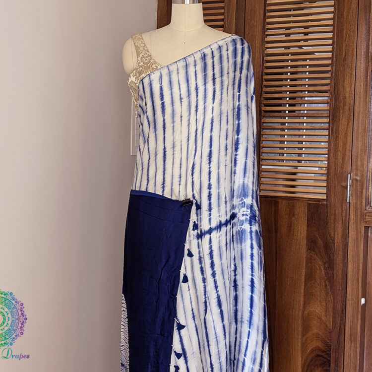 Blue Modal Silk Shibori Saree